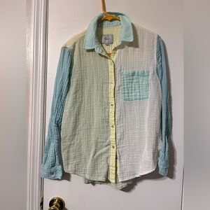 Rails Ellis Shirt Mint Color Block long sleeve button down Small